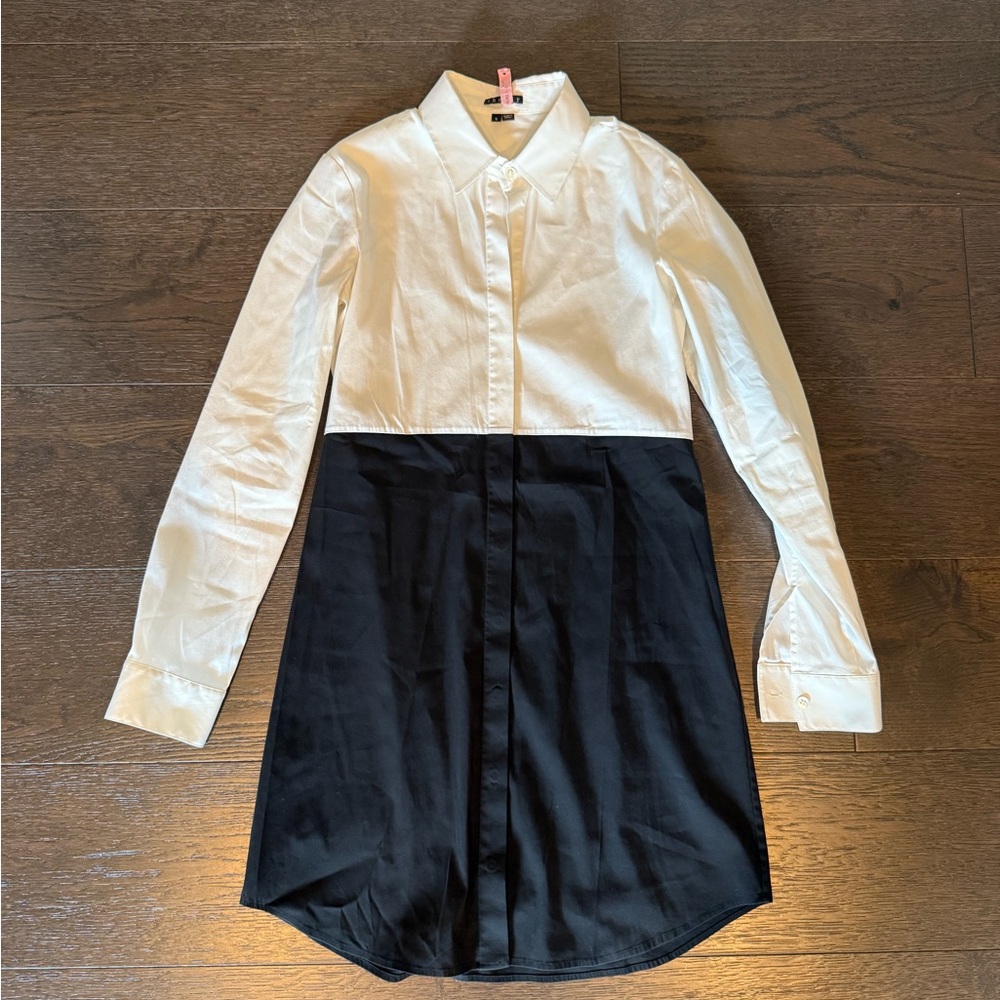 Theory Two-Tone Button-Up Shirt Dress